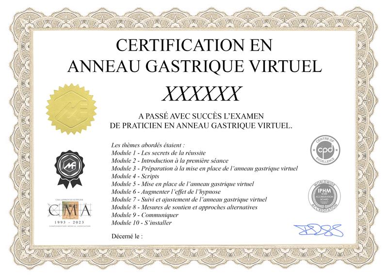 Certificat de praticien en anneau gastrique virtuel — IPHM, CMA, CPD