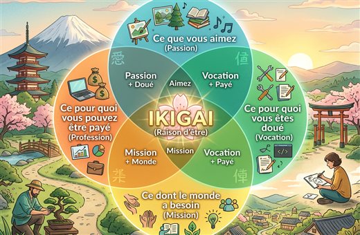 Illustration : Ikigai : trouver son sens de vivre et comment se former