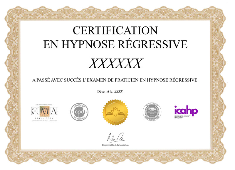 Modèle du certificat de praticien en hypnose régressive