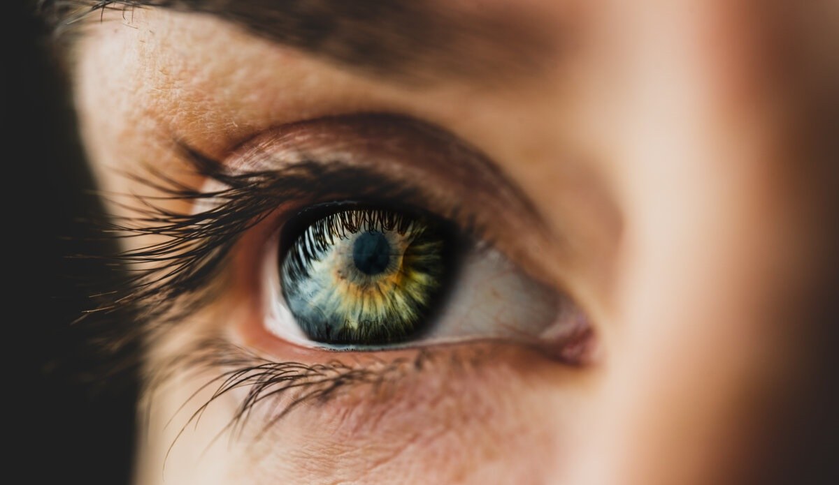Gros plan sur un iris humain — iridologie